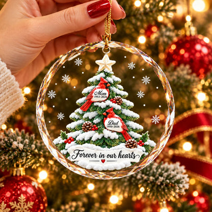 Personalized Memorial Christmas Crystal Ornament, Custom Cardinal Christmas Ornament T24