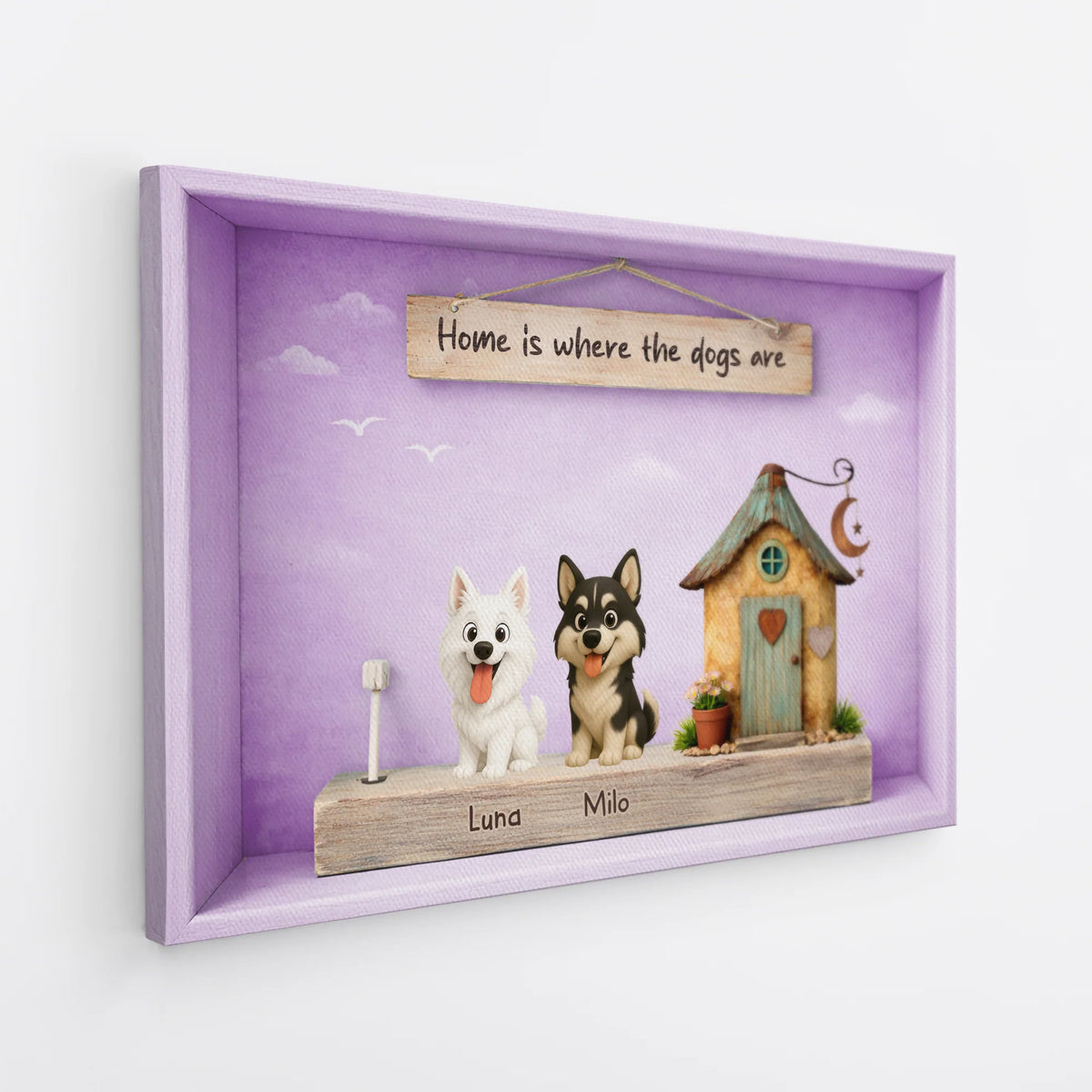 "Home Is Where The Dogs Are" Personalized Dog Canvas / Poster - Custom Housewarming Wall Art Gift for Dog Lovers