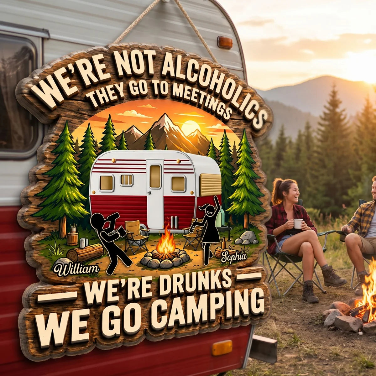 Wood Sign material and size view - Custom Camping Wood Sign