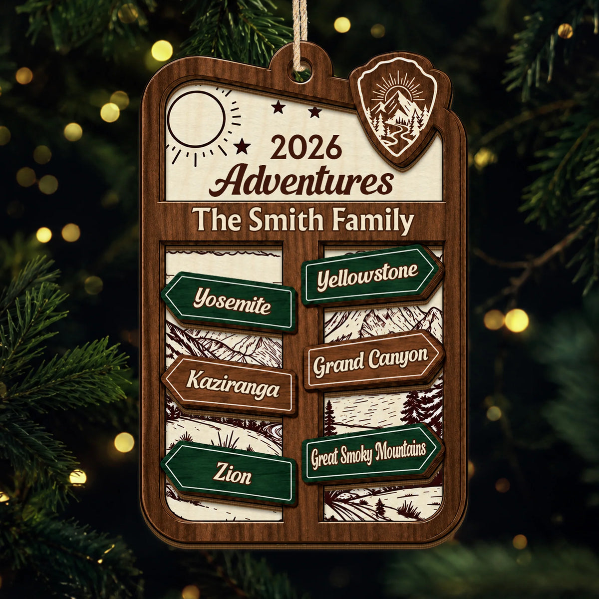 2026 Adventures Personalized Wooden Ornament - Custom Family Travel Keepsake Gift