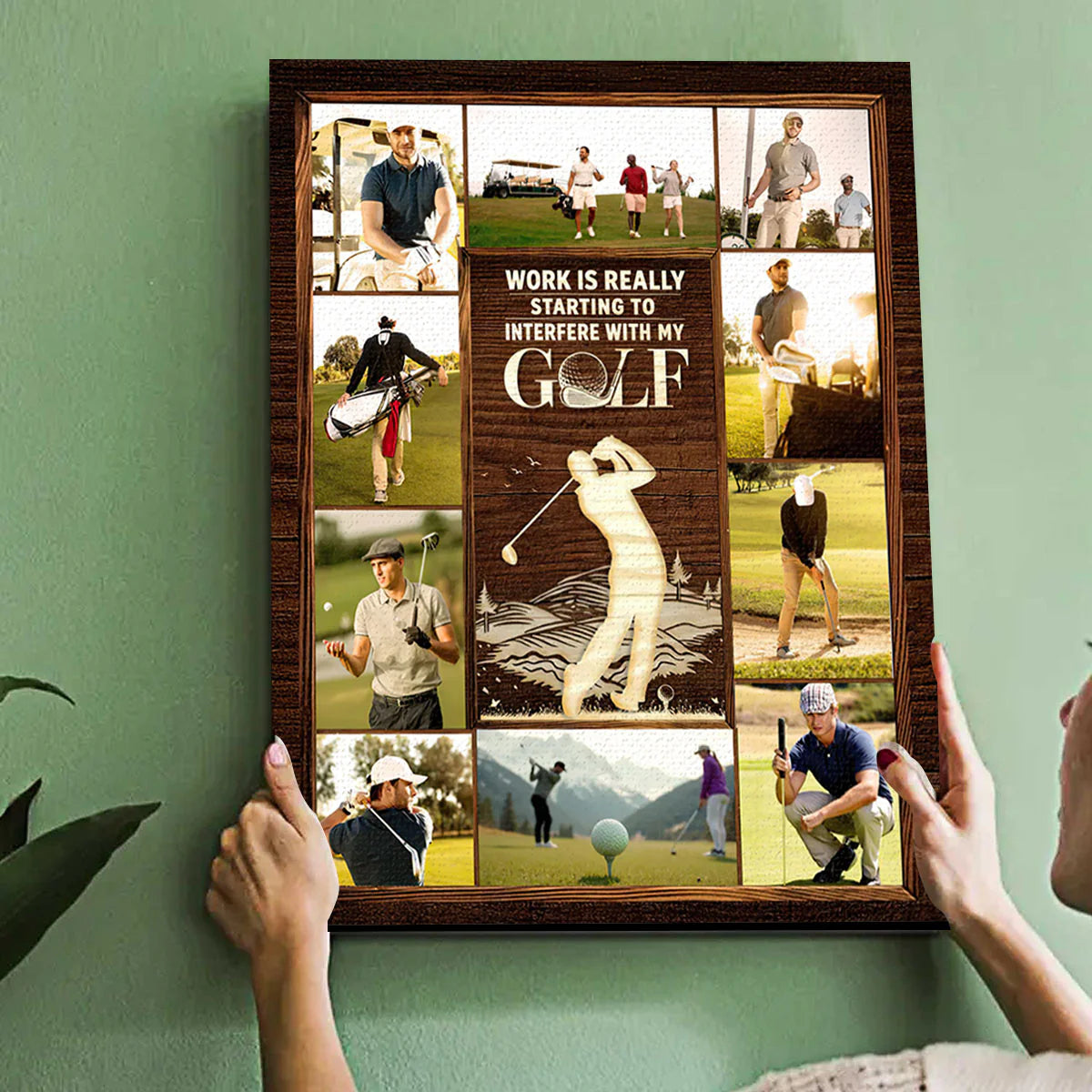 Custom Golf Photo Collage Canvas for Dad with personalized design details for meaningful gifting