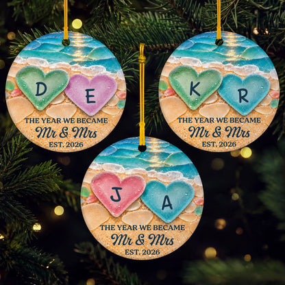 "The Year We Became Mr & Mrs" Personalized Ceramic Ornament - Wedding Gift for Couples