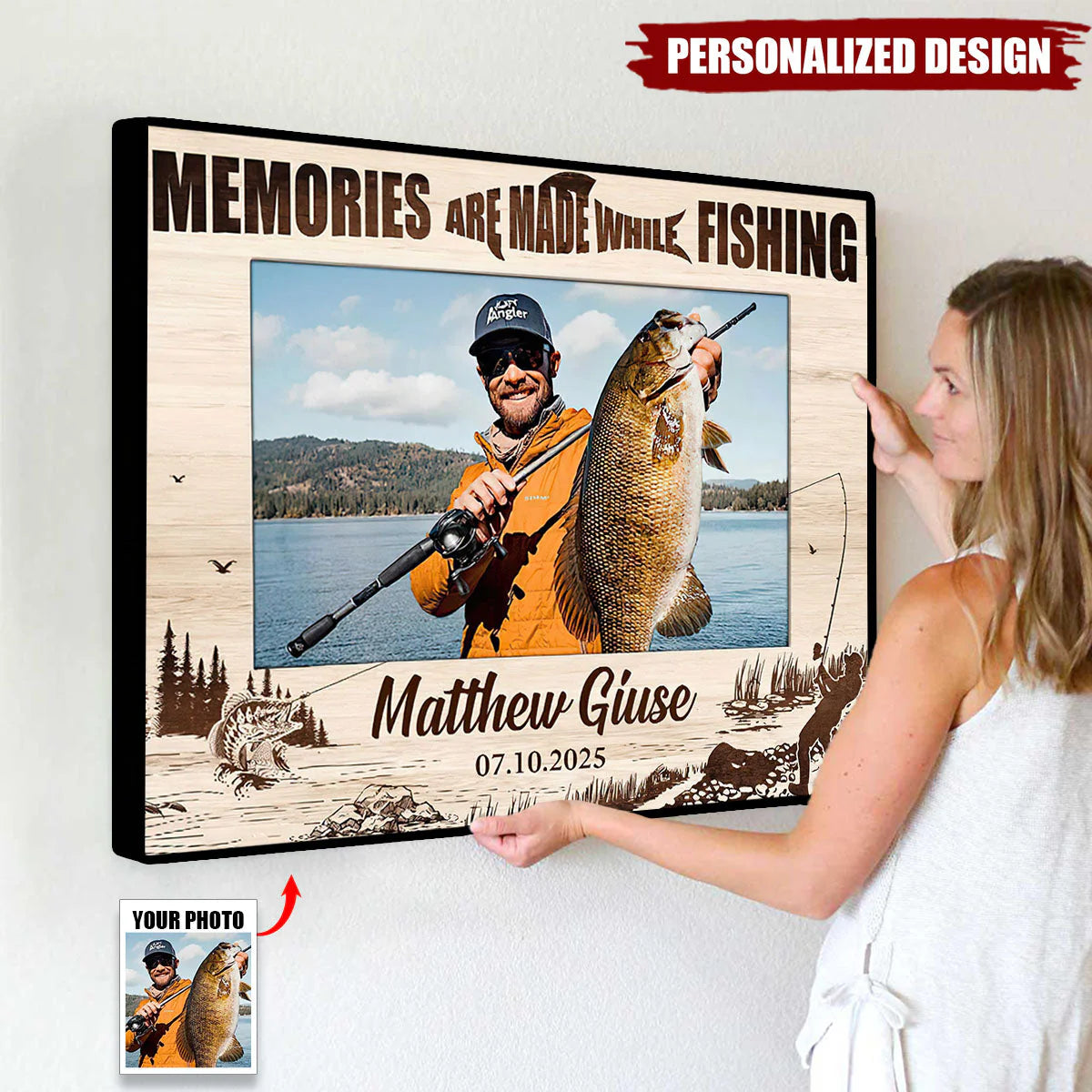 Personalized Fishing Photo Canvas personalization view for Dad