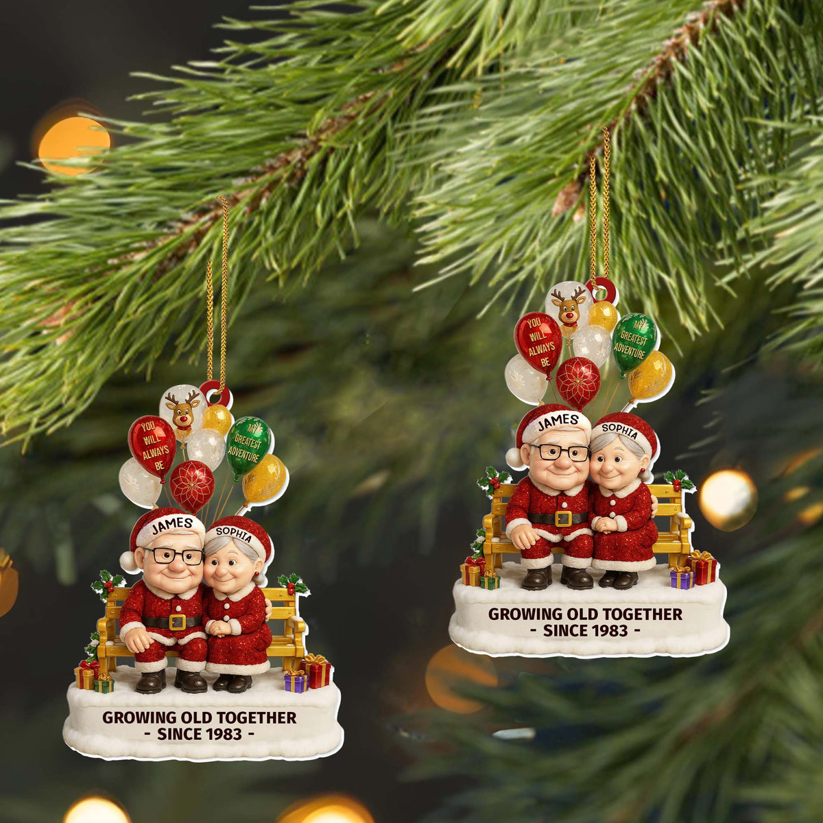 "Growing Old Together" Personalized Acrylic Ornament - Christmas Keepsake for Couples