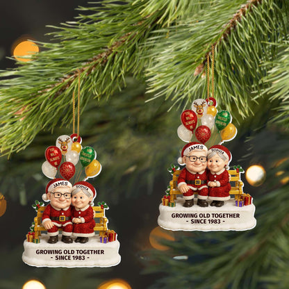 "Growing Old Together" Personalized Acrylic Ornament - Christmas Keepsake for Couples