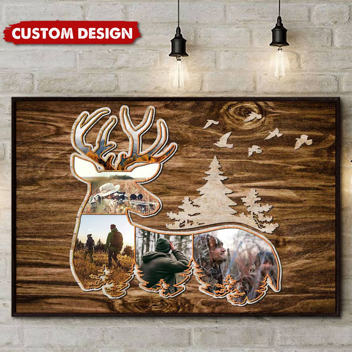 Custom Deer Photo Collage Canvas Print personalization view for Dad