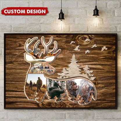 Custom Deer Photo Collage Canvas Print personalization view for Dad