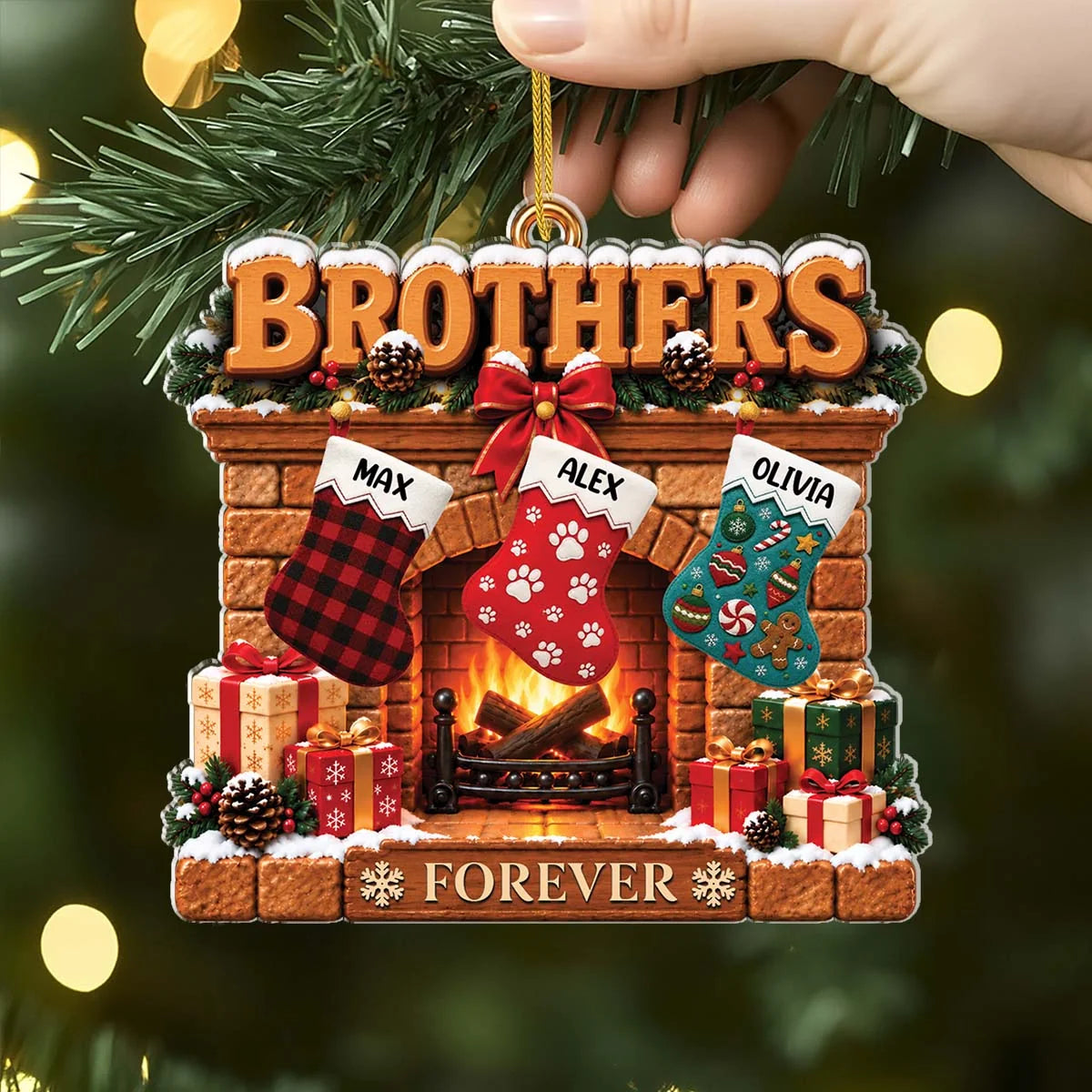 Siblings Forever Custom Acrylic Christmas Ornament - Personalized Family Keepsake Gift for Brother and Sister