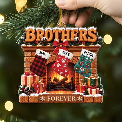 Siblings Forever Custom Acrylic Christmas Ornament - Personalized Family Keepsake Gift for Brother and Sister