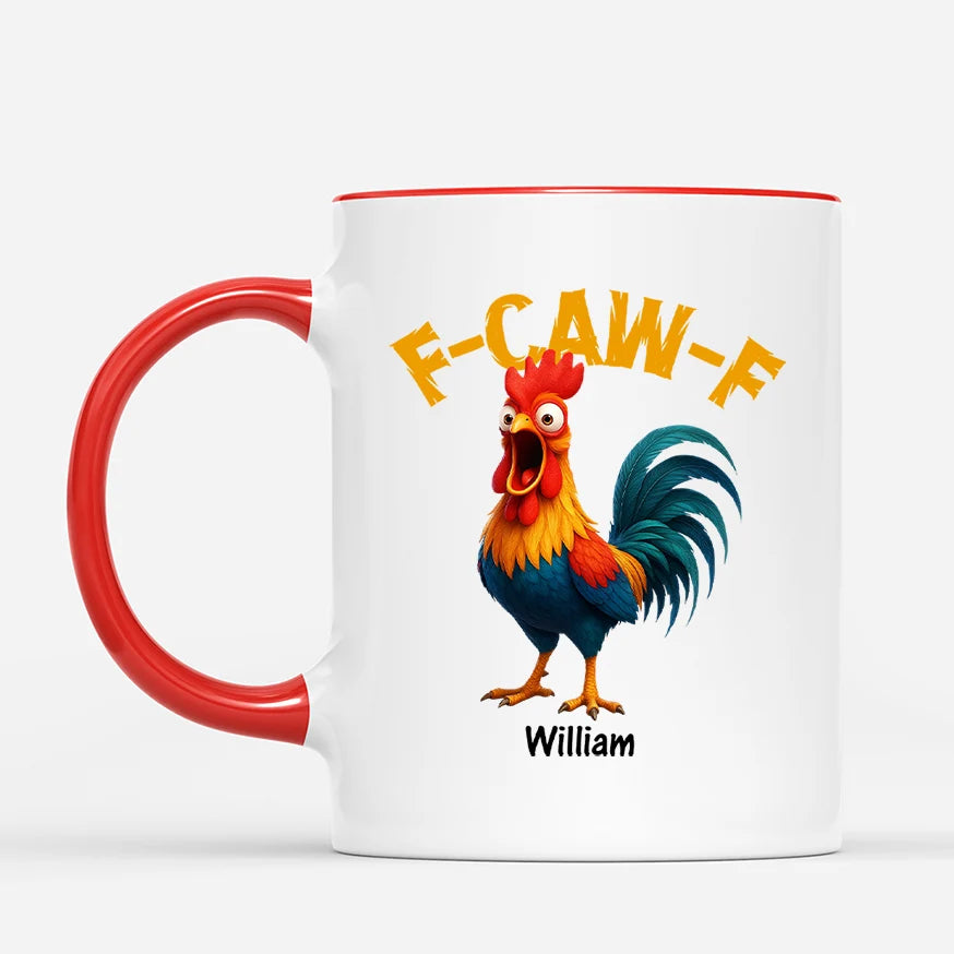 F-CAW-F Screaming Rooster Personalized Coffee Mug - Coworkers & Friends, Funny Sarcastic Birthday Gag Gift