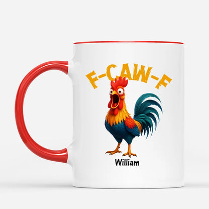 F-CAW-F Screaming Rooster Personalized Coffee Mug - Coworkers & Friends, Funny Sarcastic Birthday Gag Gift