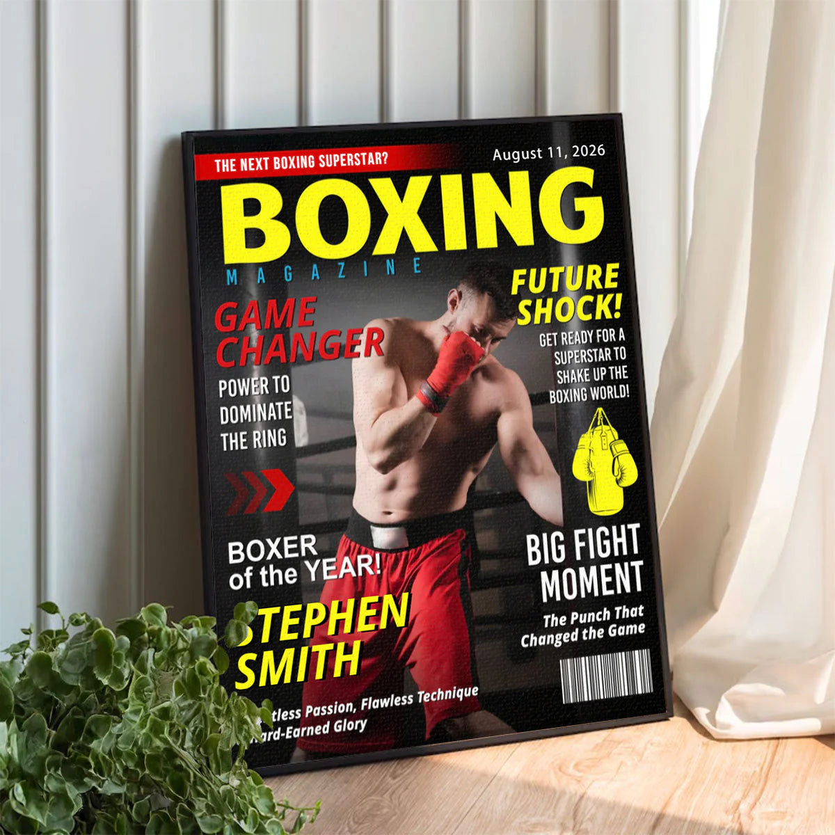 Custom Boxing Magazine Cover Canvas personalization view for Husband