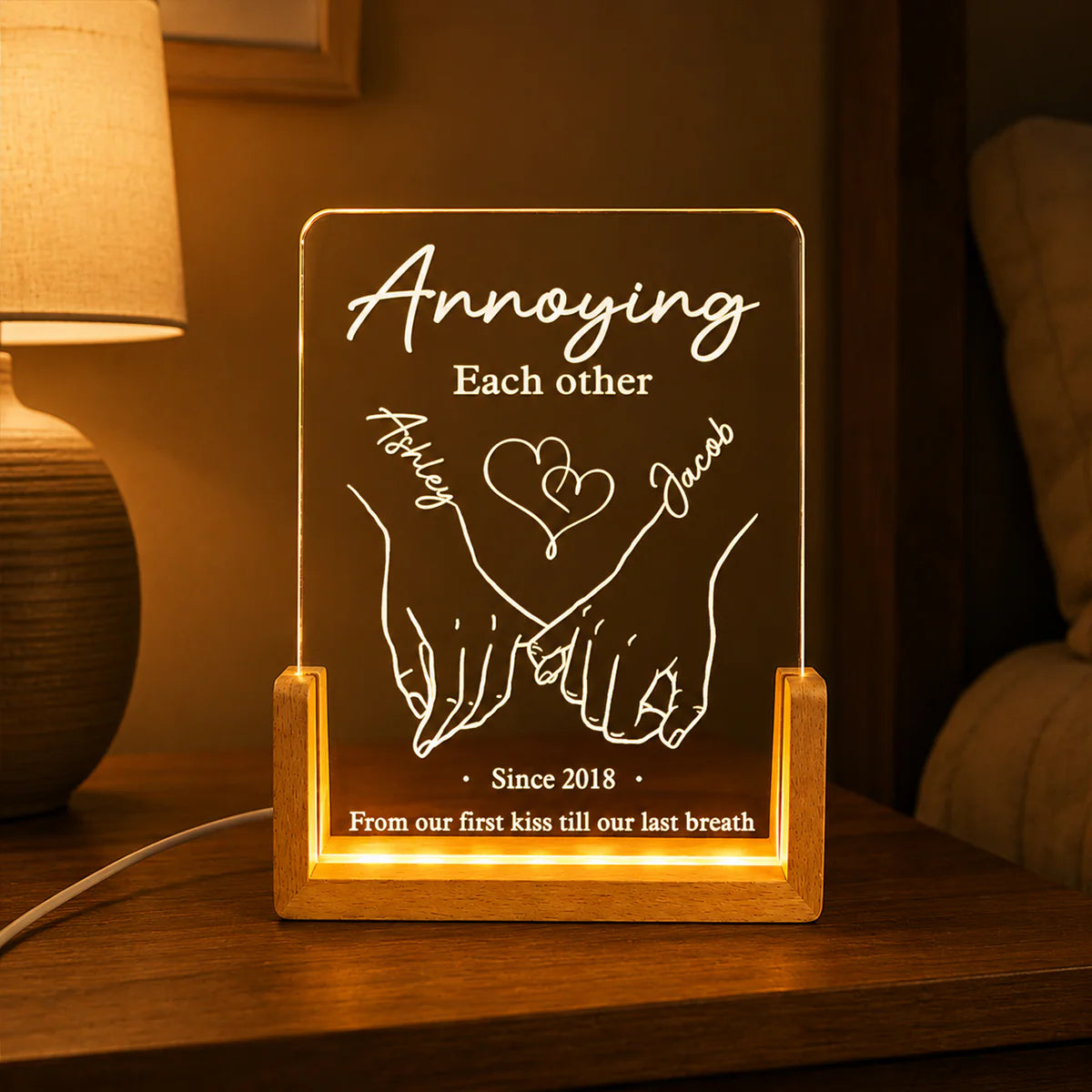 Custom Anniversary Night Light personalization view for Wife