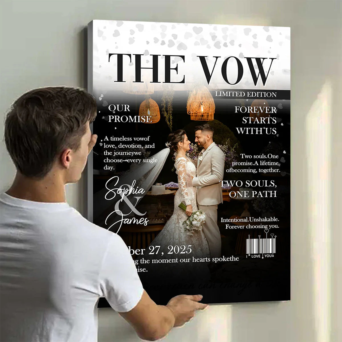 Custom Wedding Photo Canvas Print personalization view for Wife