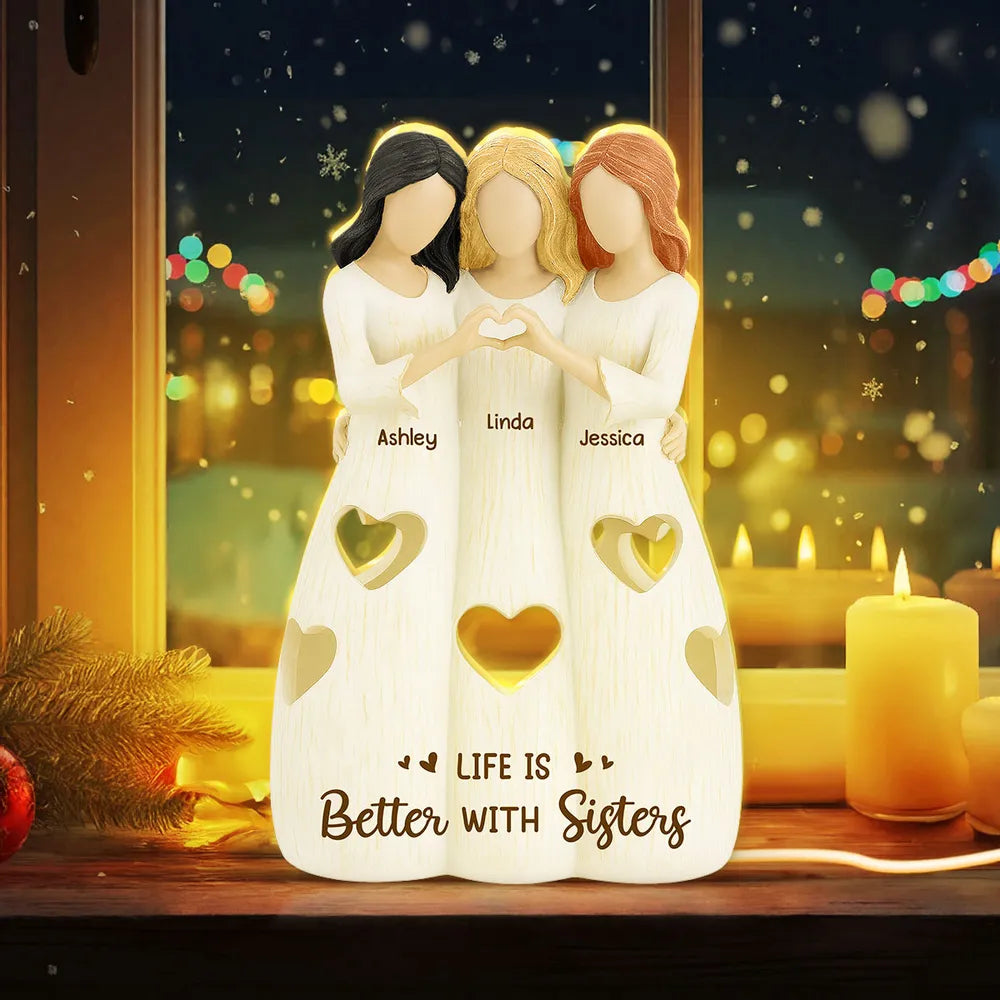 "Life is Better with Sisters" Personalized Acrylic Light Box - Custom Gift for Sister