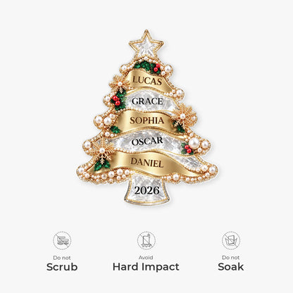 Custom Family Names Christmas Tree Acrylic Ornament - Personalized Holiday Keepsake Gift