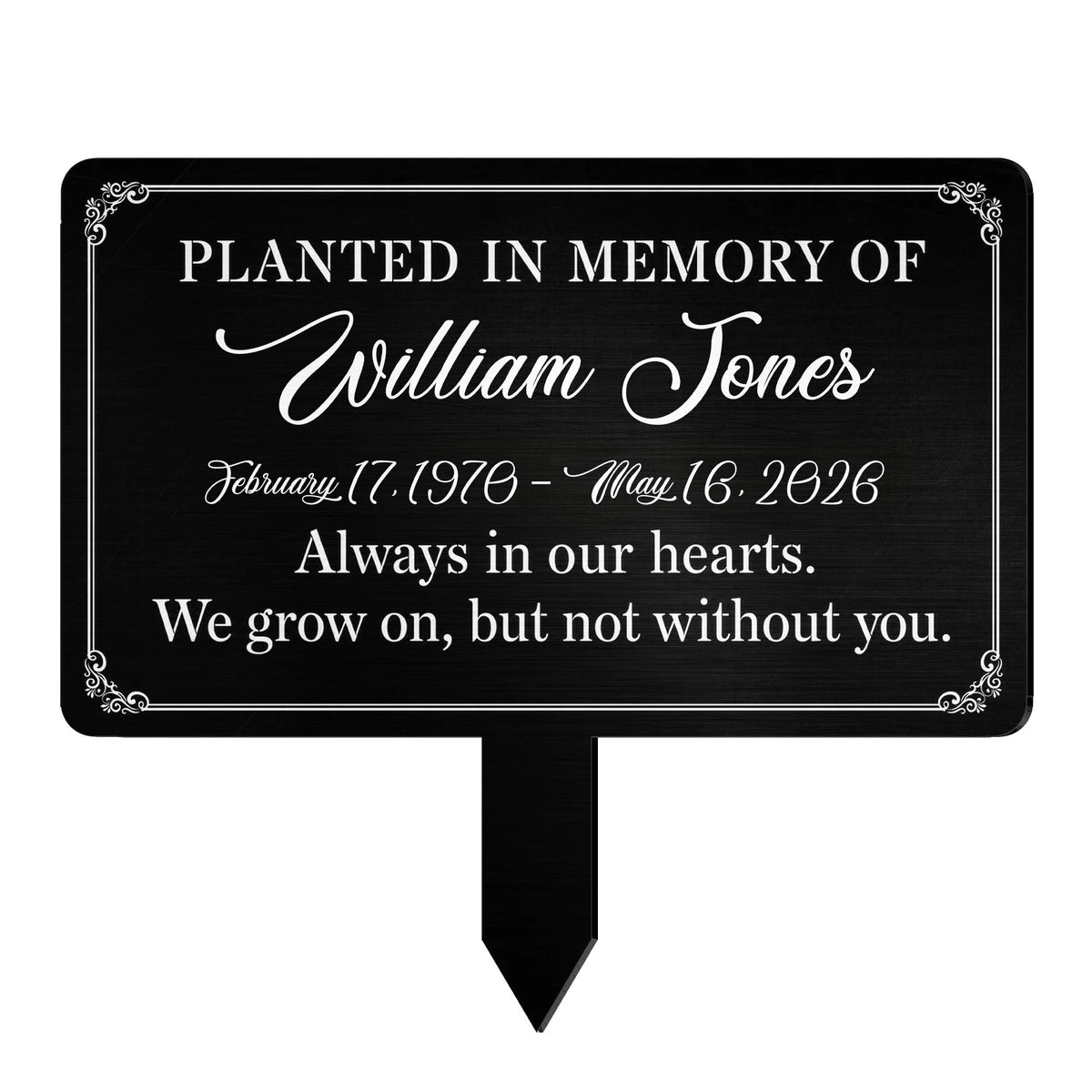 Planted In Memory Of Personalized Metal Garden Stake - Custom Memorial Tribute Yard Sign for Family