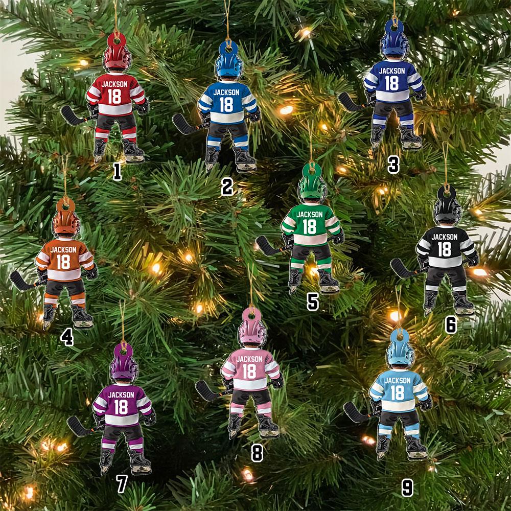 Custom Hockey Player Name Ornament for Kids/Babies with personalized design details for meaningful gifting image 6