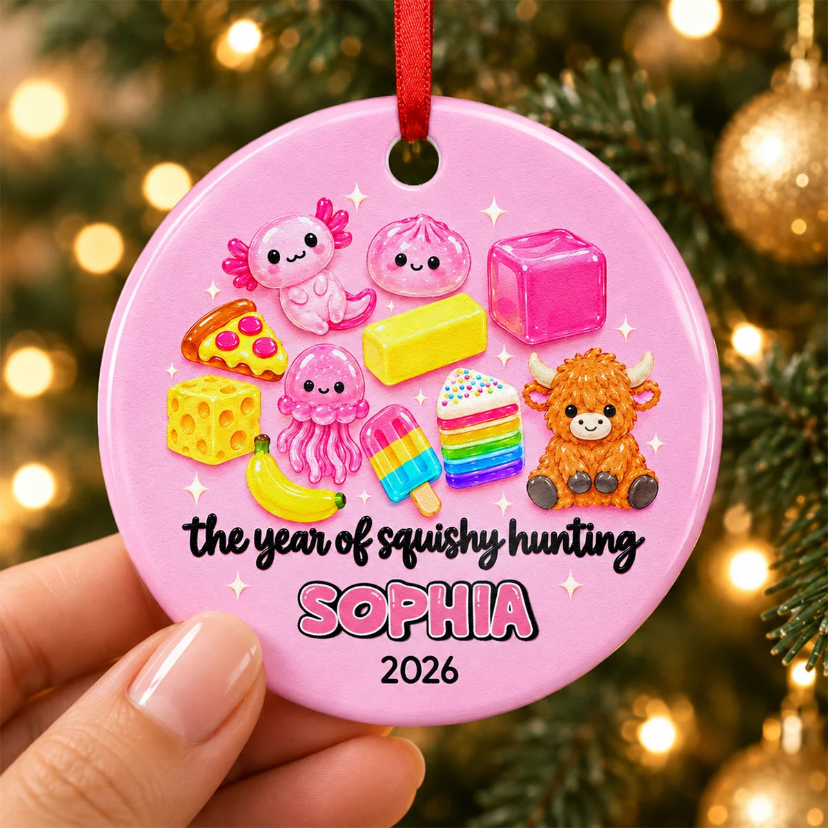 The Year of Squishy Hunting Personalized Ceramic Ornament - Custom Kids Christmas Keepsake Gift