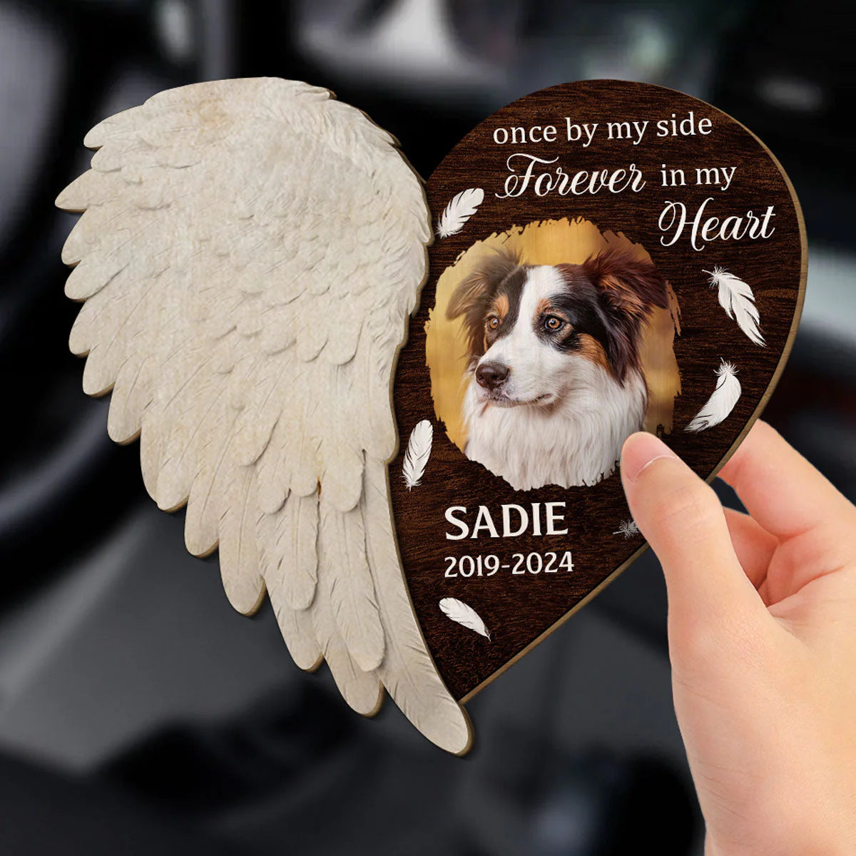 Personalized Dog Memorial Car Visor Clip personalization view for Dog Lovers