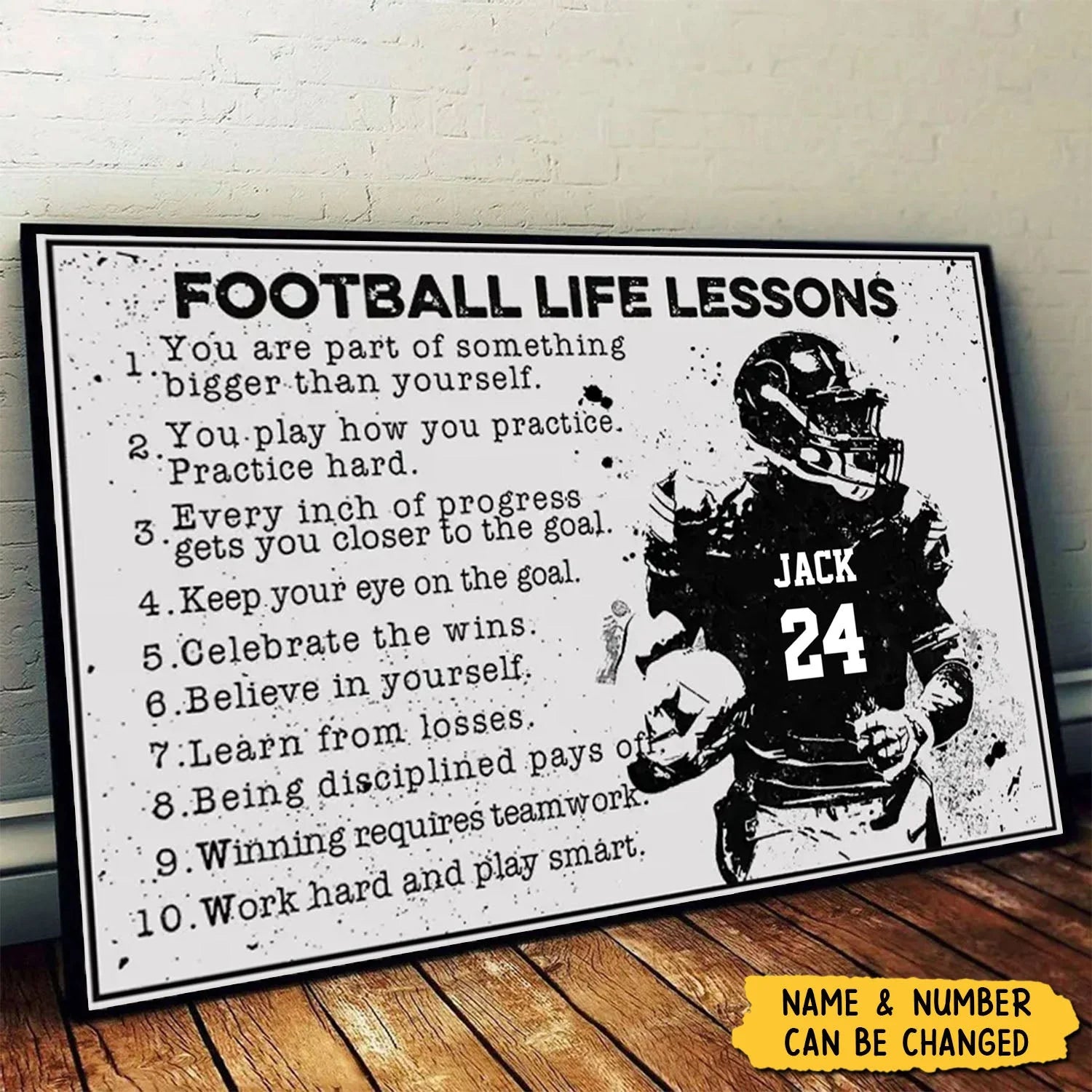 Canvas / Poster material and size view - Personalized Football Poster