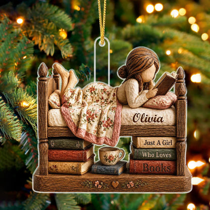 Personalized Book Lover Ornament for Daughter/Granddaughter with personalized design details for meaningful gifting image 7