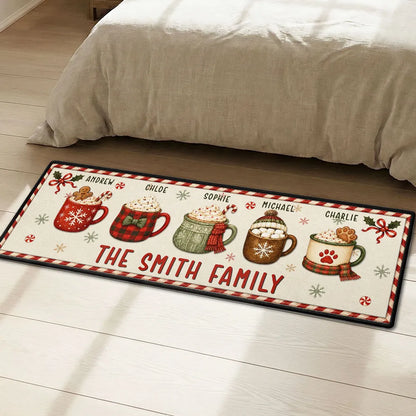 Christmas Together Personalized Runner Rug - Custom Family Name Mat for Holiday Home Decor