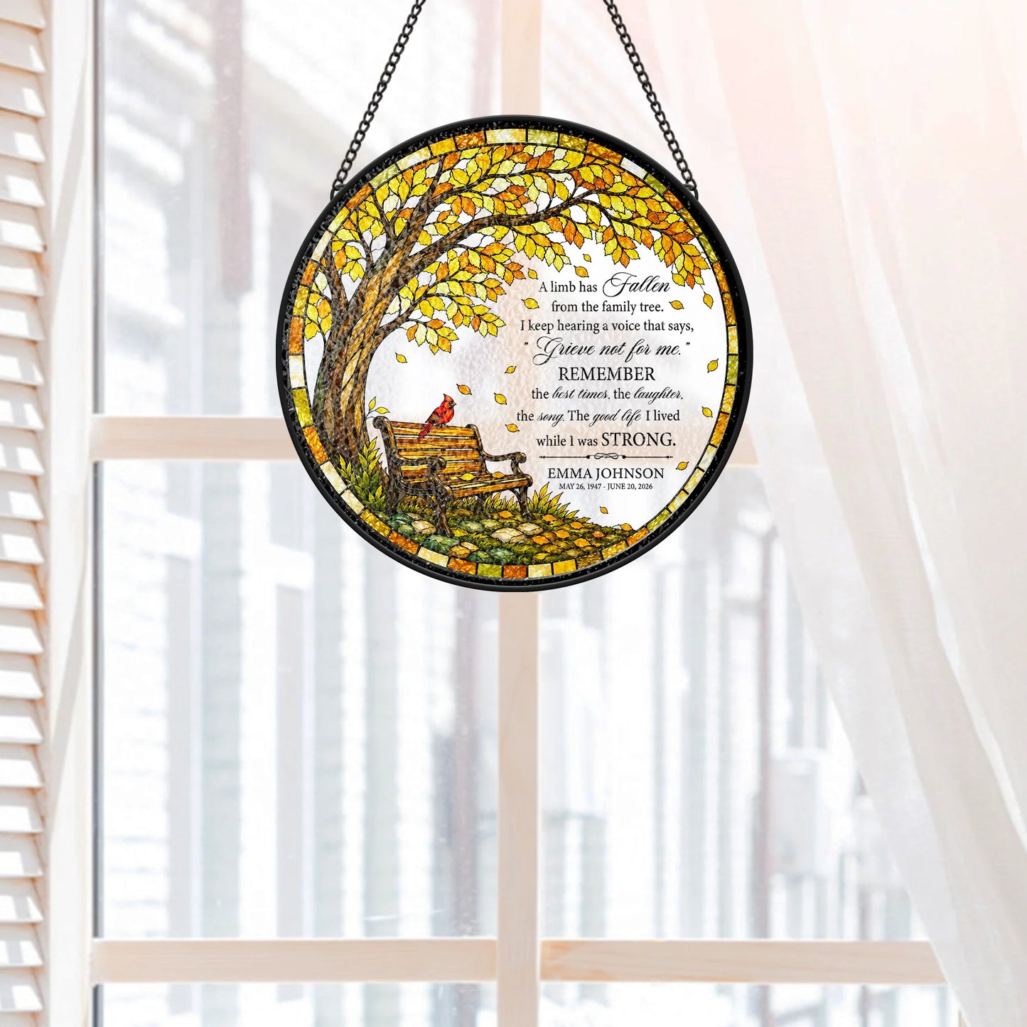 A Limb Has Fallen From The Family Tree - Personalized Glass Suncatcher Memorial Gift