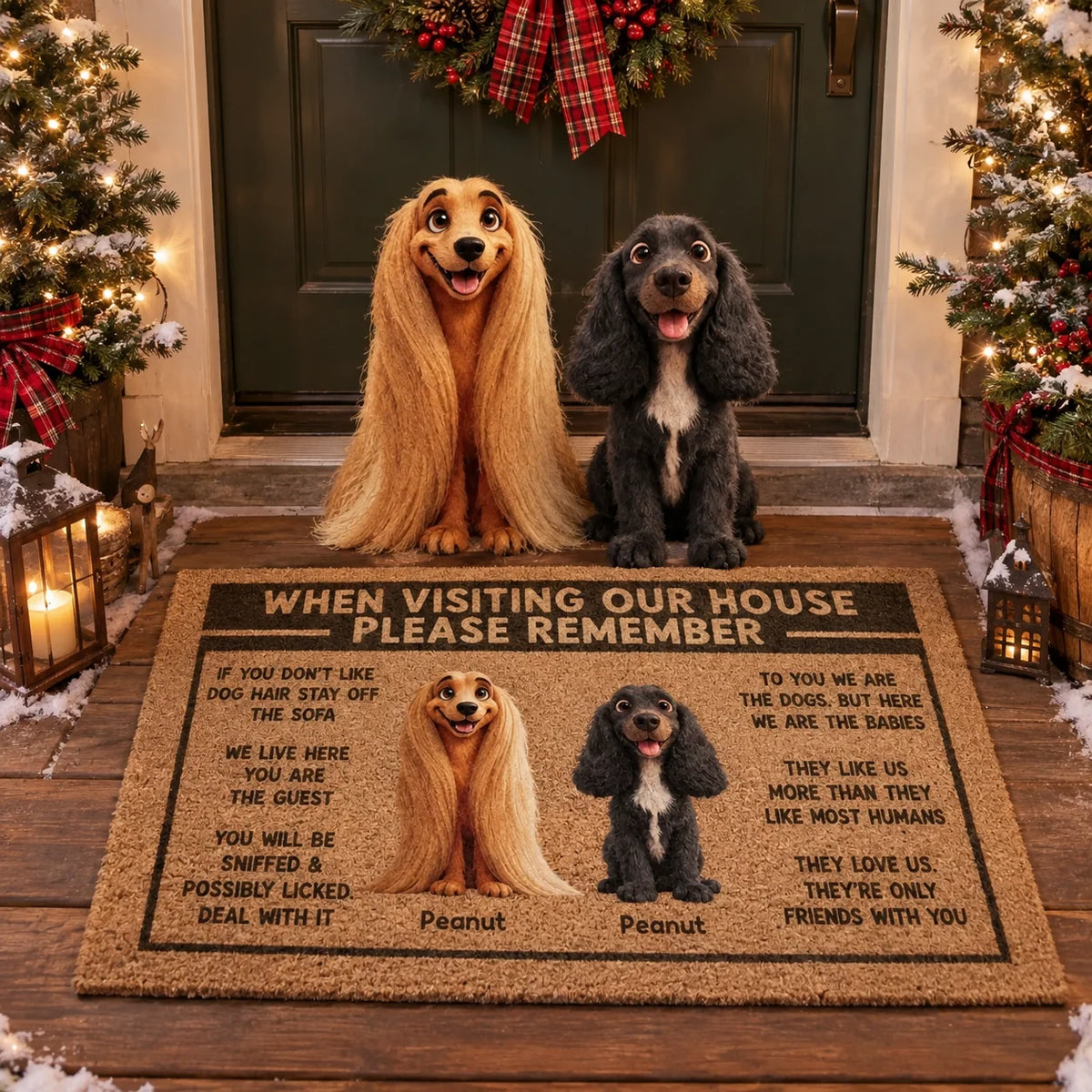 When Visiting Our House Please Remember - Personalized Dog Doormat for Pet Lovers, Entryway Decor