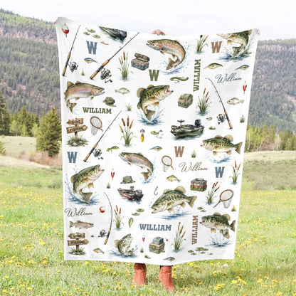 Personalized Baby Fishing Blanket personalization view for Kids/Babies