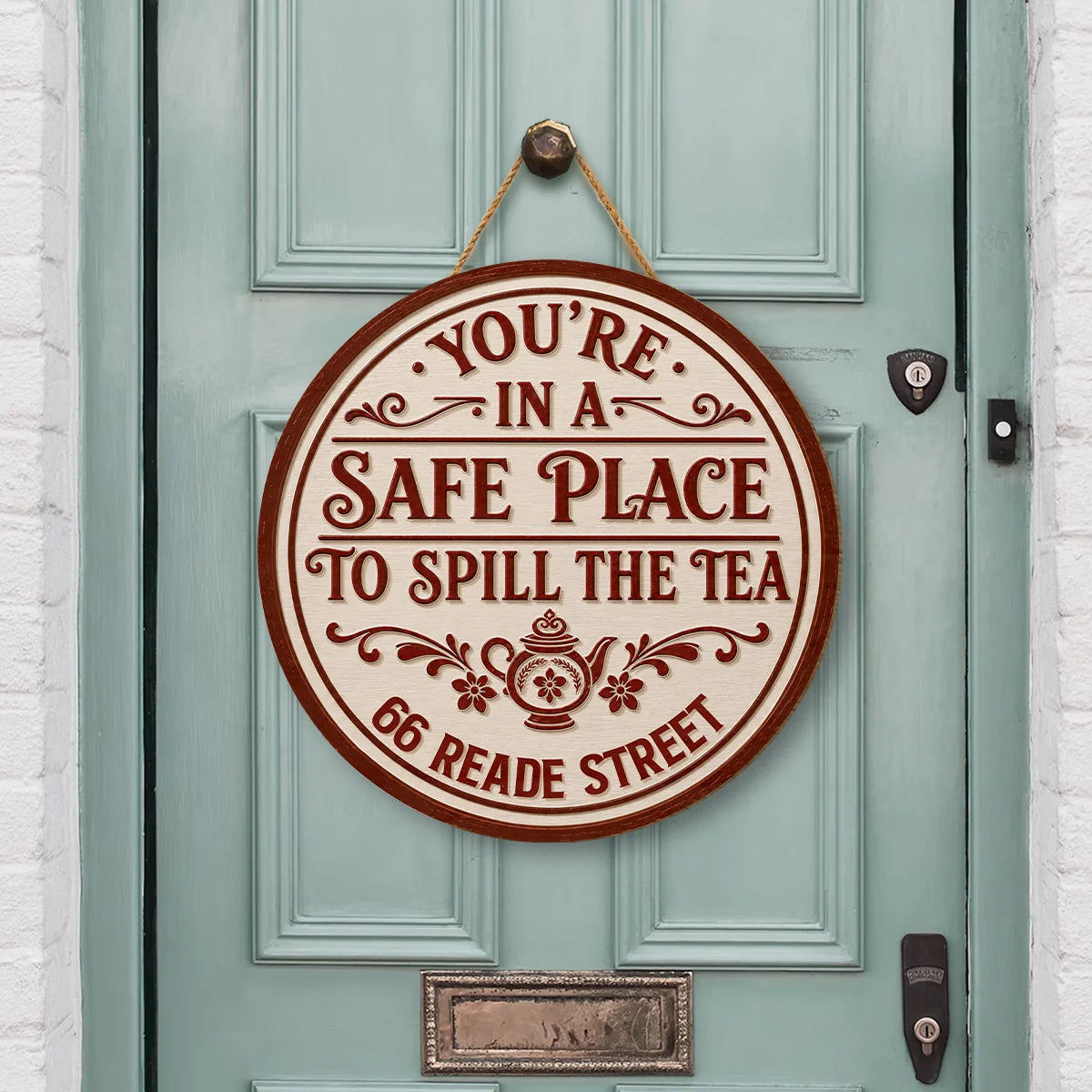You're In A Safe Place To Spill The Tea Personalized Wood Sign - Custom Home Decor Gift