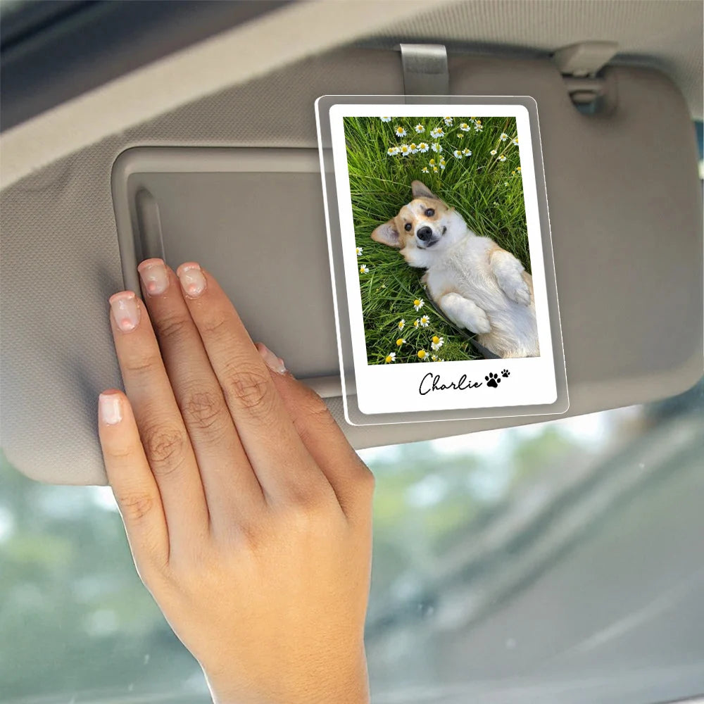 Custom Pet Photo Acrylic Car Visor Clip - Personalized Dog & Cat Lover Keepsake Gift