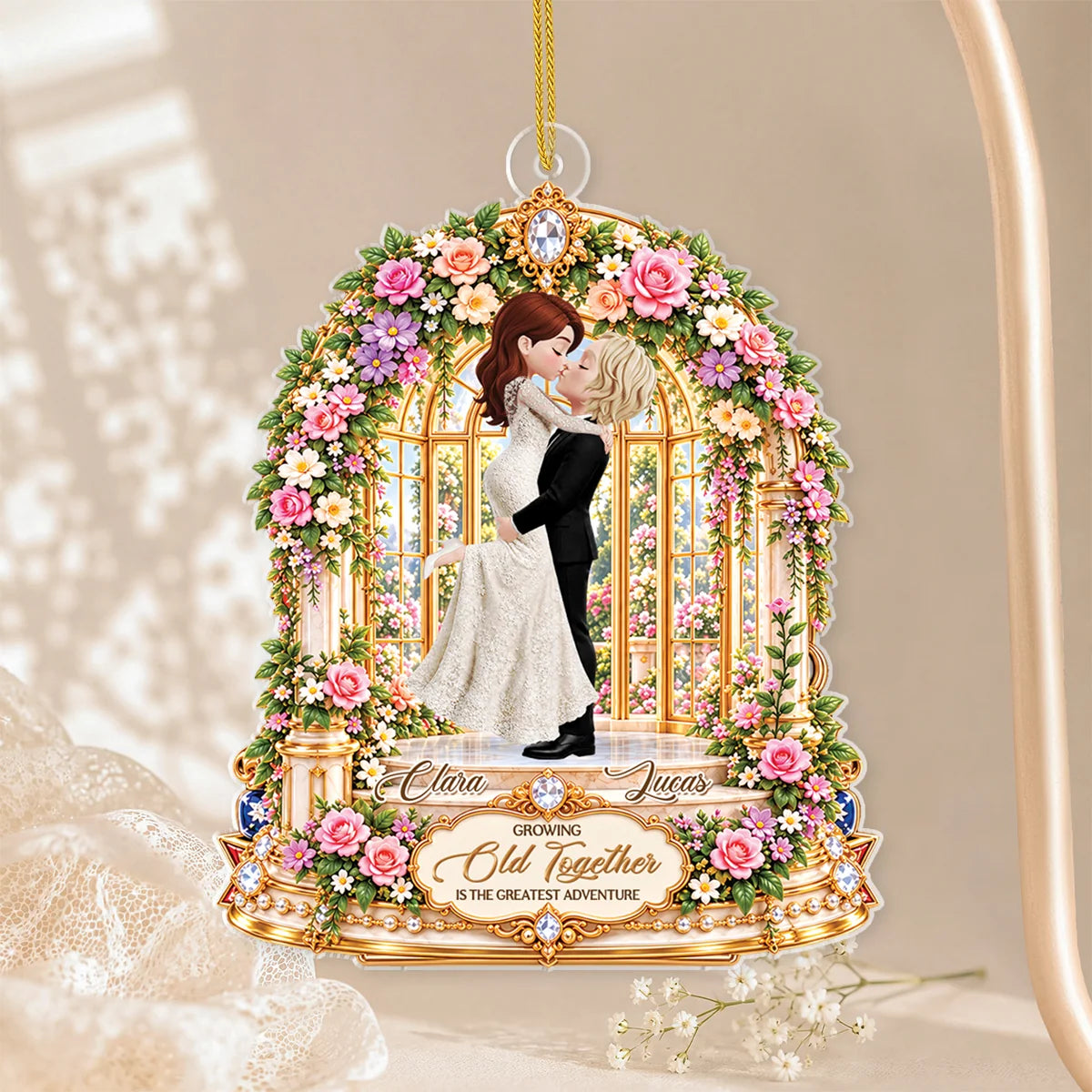 Growing Old Together Personalized Acrylic Ornament for Couples - Custom Wedding & Anniversary Keepsake Gift