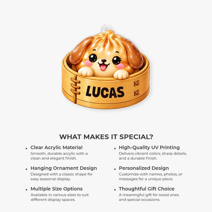Cute Animal Dumpling Personalized Acrylic Ornament - Christmas Tree Decor for Kids