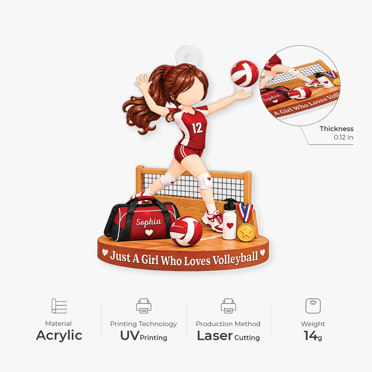 Just a Girl Who Loves Volleyball Personalized Acrylic Ornament - Daughter Sister Player Keepsake Gift