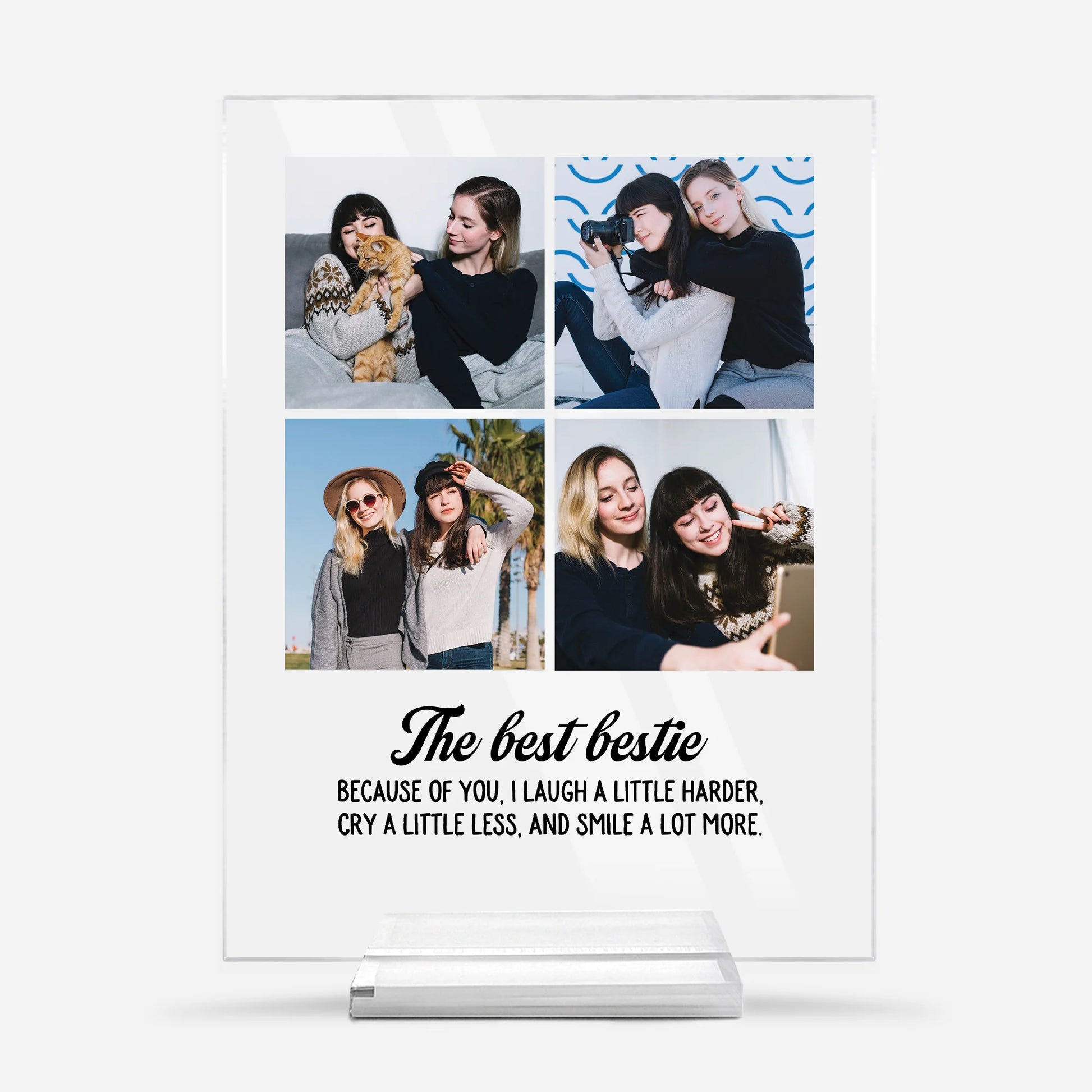 Custom Bestie Acrylic Plaque for Best Friends with personalized design details for meaningful gifting