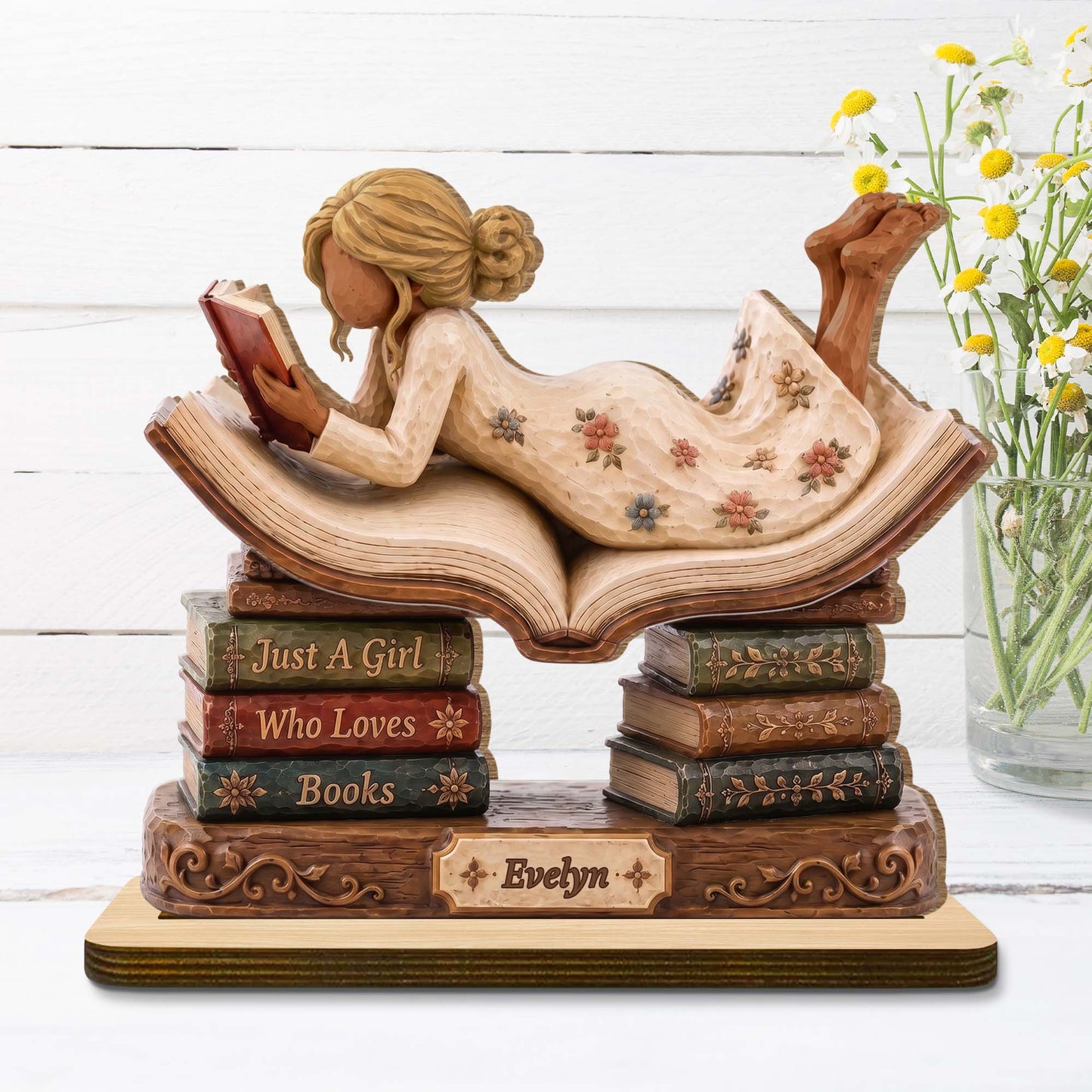 Personalized Book Lover Wood Plaque personalization view for Daughter/Granddaughter