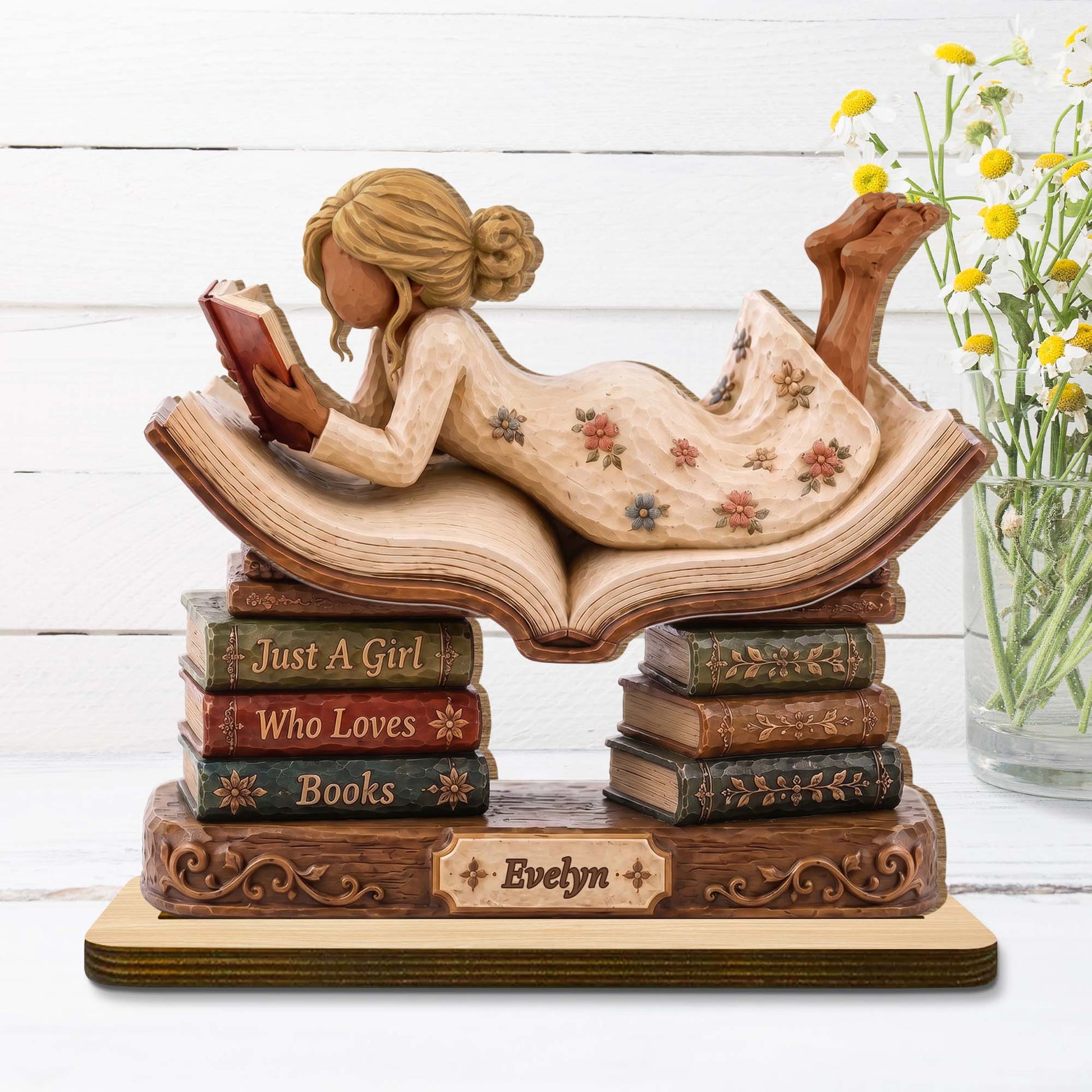 Personalized Book Lover Wood Plaque personalization view for Daughter/Granddaughter