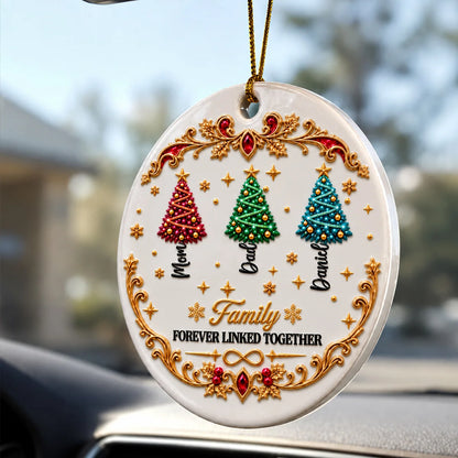 "Forever Linked Together" Personalized Christmas Tree Ornament - Custom Family Ornament