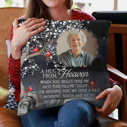 Custom Photo Memorial A Hug From Heaven personalized pillow, alternate view 2