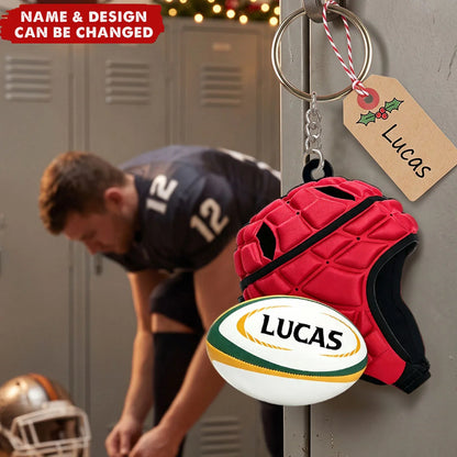 Personalized Rugby Keychain - Custom Name Gift for Rugby Lovers
