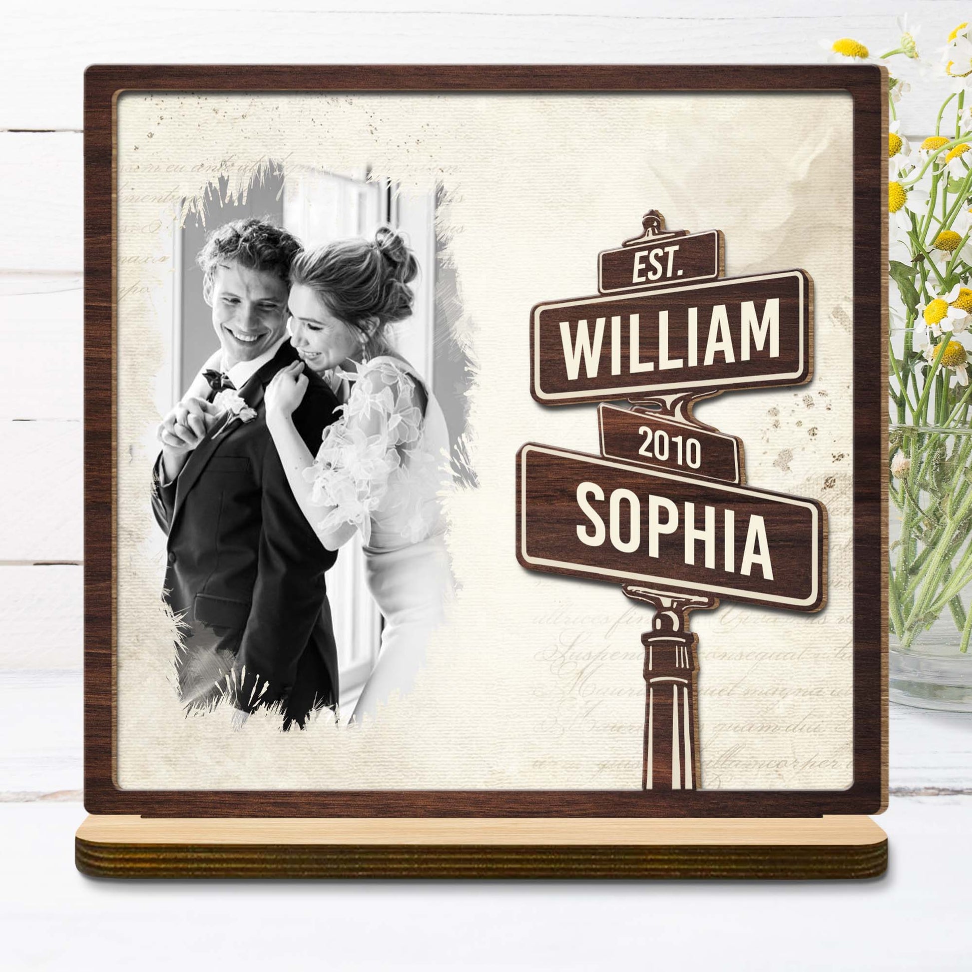 Wood Sign detail view for Couples