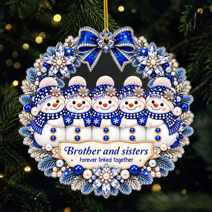 Forever Linked Together Personalized Snowman Family Acrylic Ornament - Christmas Keepsake Gift