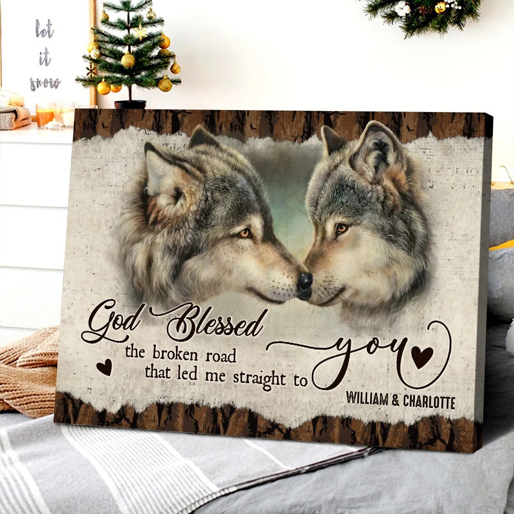 Personalized Wolf Couple Canvas personalization view for Couples