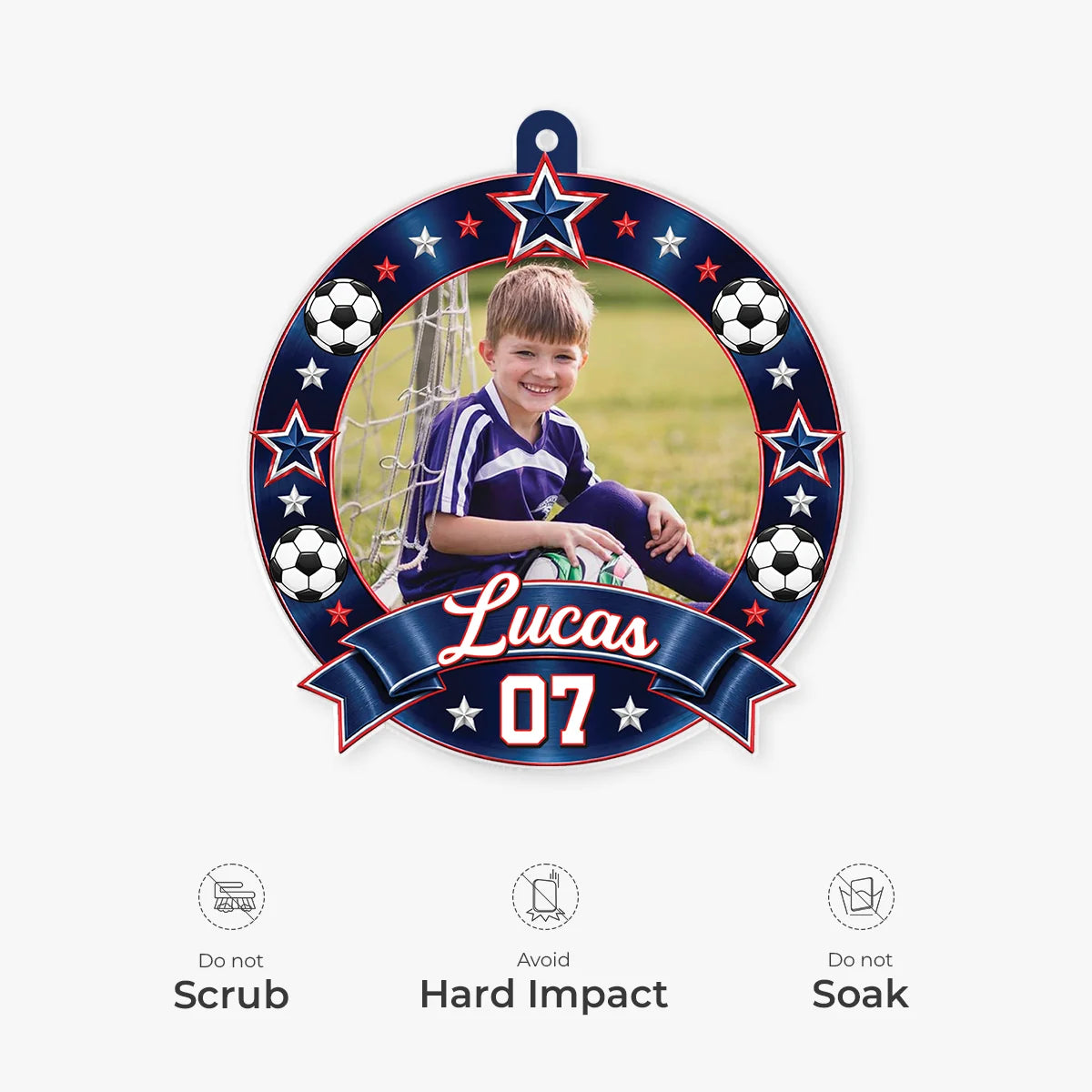 Custom Sports Photo Acrylic Ornament - Personalized Athlete Keepsake with Name & Number for Kids