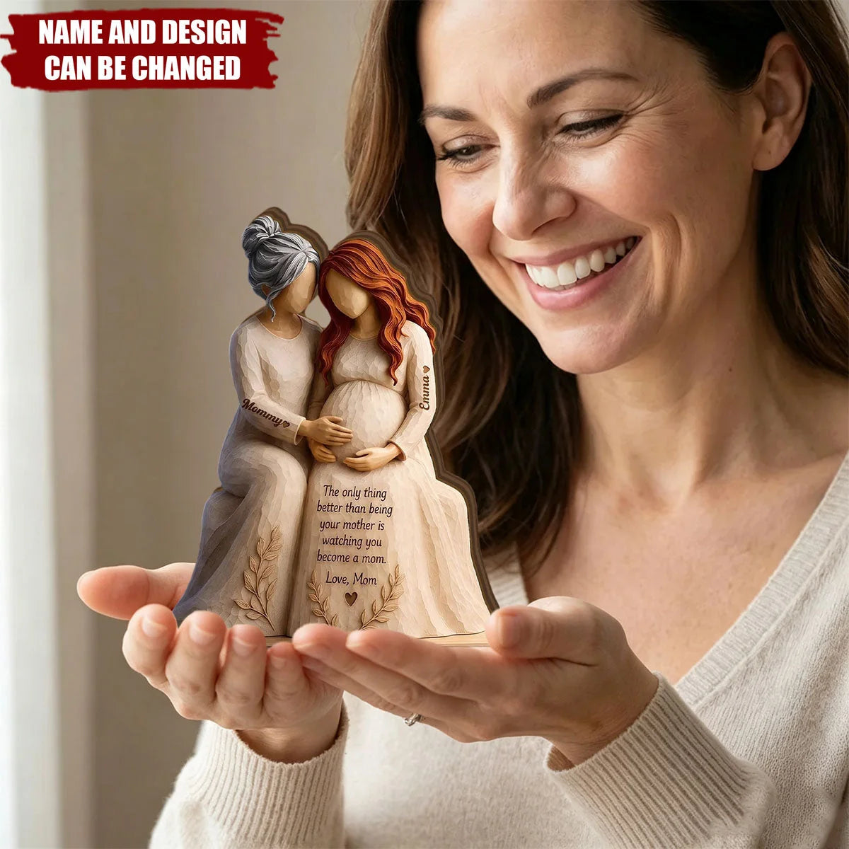 Watching You Become A Mom Personalized Wooden Block - Custom Gift for Pregnant Daughter