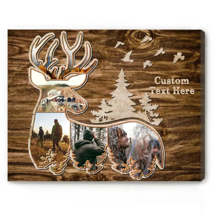 Personalized Deer Hunting Photo Collage Canvas - Custom Gift for Hunting Buddy