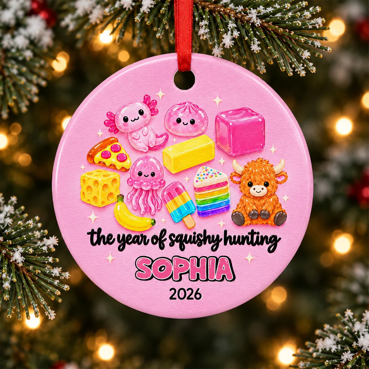 The Year of Squishy Hunting Personalized Ceramic Ornament - Custom Kids Christmas Keepsake Gift