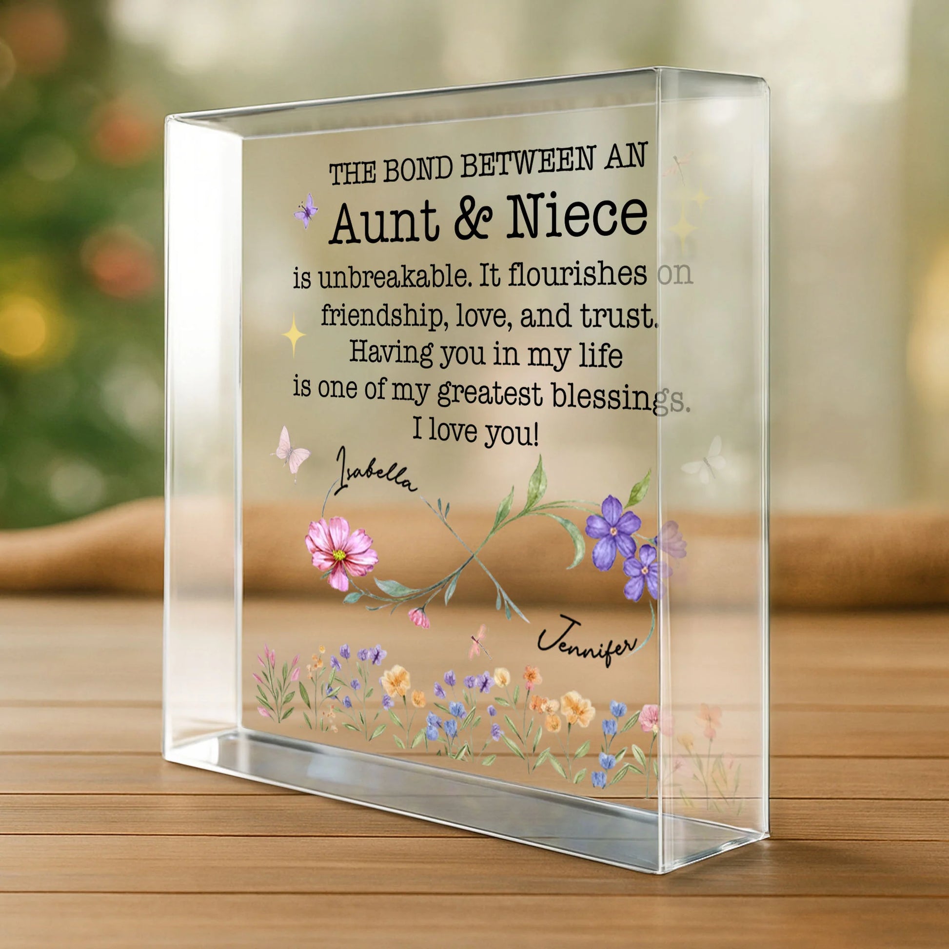 Plaque material and size view - Personalized Aunt And Niece Acrylic Plaque