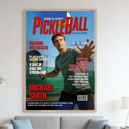 Custom Pickleball Magazine Cover Poster personalization view for Mom